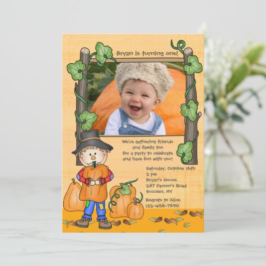 Happy Scarecrow-fotouitnodiging Kaart (Staand voorkant)