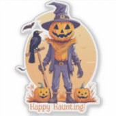 Happy Scarecrow Jack-o'-Lantern Sticker (Voorkant)