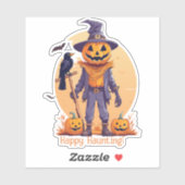 Happy Scarecrow Jack-o'-Lantern Sticker (Vel)