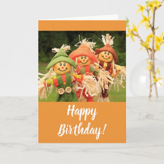 Happy Scarecrows herfst Birthday Kaart (Gele Bloem)