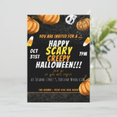 Happy Scary Creepy Halloween Invitation Kaart (Staand voorkant)