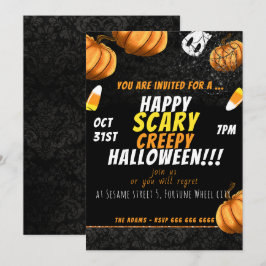 Happy Scary Creepy Halloween Invitation Kaart