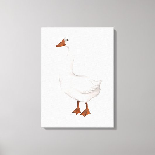 Happy schattig boerderij witte ganzen clipart canvas afdruk (Voorkant)
