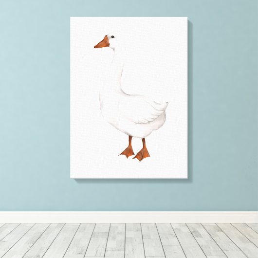Happy schattig boerderij witte ganzen clipart canvas afdruk (Insitu (Houten vloer))