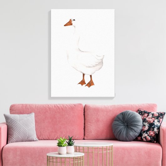 Happy schattig boerderij witte ganzen clipart canvas afdruk (Insitu (Woonkamer))