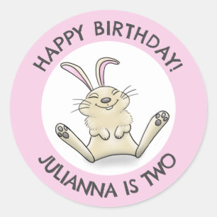 Happy schattig konijn gepersonaliseerde cartoon ve ronde sticker
