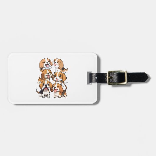Happy schattige beagle honden bagagelabel (Voorkant horizontaal)