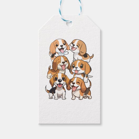 Happy schattige beagle honden cadeaulabel (Voorkant)