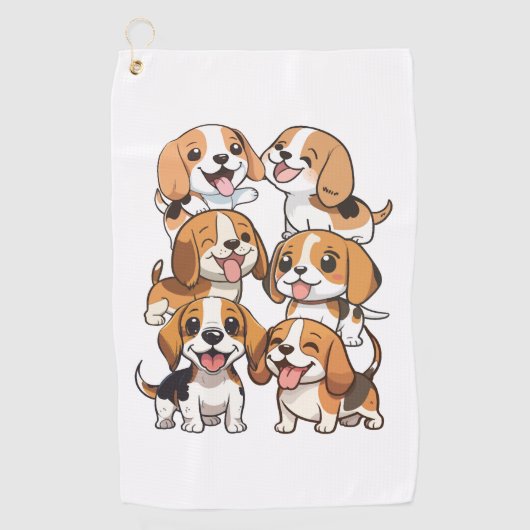 Happy schattige beagle honden golfhanddoek (Voorkant)