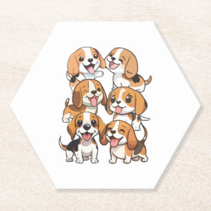 Happy schattige beagle honden kartonnen onderzetters
