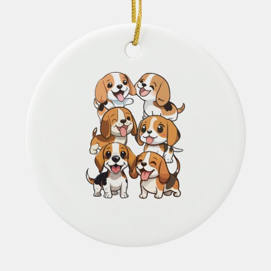 Happy schattige beagle honden keramisch ornament (Voorkant)