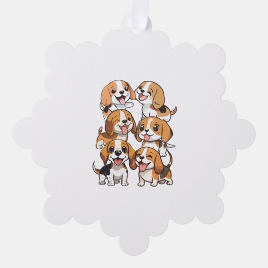 Happy schattige beagle honden ornament kaart (Voorkant)
