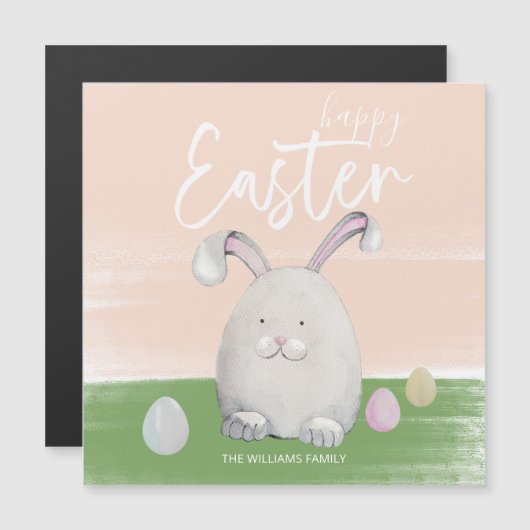 Happy Schattige Easter Happy Bunny Waterverf (Voorkant / Achterkant)