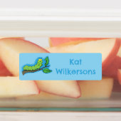 Happy schattige groene rups cartoon gepersonalisee labels (Aangebracht)