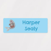 Happy schattige harp seal cartoon gepersonaliseerd labels (Design 2)
