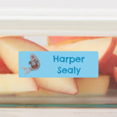 Happy schattige harp seal cartoon gepersonaliseerd labels (Aangebracht)