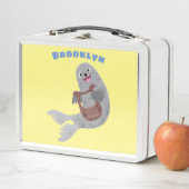 Happy schattige harp seal cartoon illustratie (In situ)