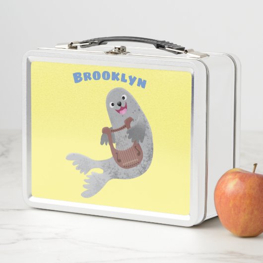 Happy schattige harp seal cartoon illustratie (In situ)