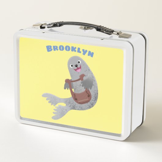 Happy schattige harp seal cartoon illustratie (Achterkant)