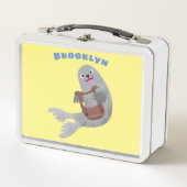 Happy schattige harp seal cartoon illustratie (Voorkant)