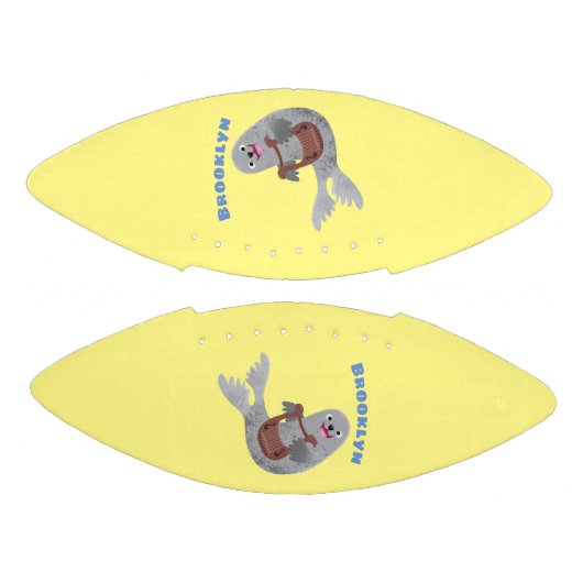 Happy schattige harp seal cartoon illustratie american football (Panelen)