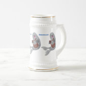 Happy schattige harp seal cartoon illustratie bierpul (Voorkant rechts)