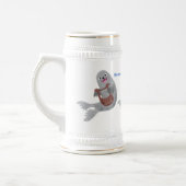 Happy schattige harp seal cartoon illustratie bierpul (Links)