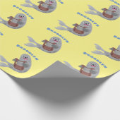 Happy schattige harp seal cartoon illustratie cadeaupapier (Hoek)
