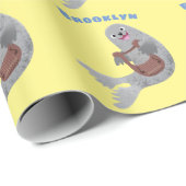 Happy schattige harp seal cartoon illustratie cadeaupapier (Rol Hoek)