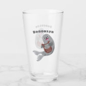 Happy schattige harp seal cartoon illustratie glas (Achterkant)