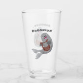 Happy schattige harp seal cartoon illustratie glas (Voorkant)