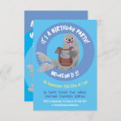 Happy schattige harp seal cartoon illustratie kaart (Voorkant / Achterkant)