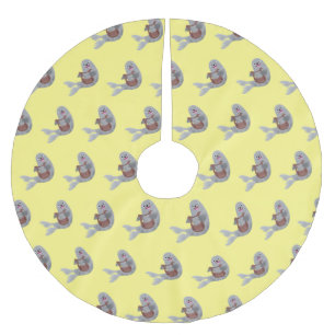 Happy schattige harp seal cartoon illustratie kerstboom rok