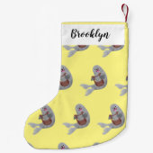 Happy schattige harp seal cartoon illustratie kleine kerstsok (Achterkant)