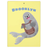 Happy schattige harp seal cartoon illustratie klembord (Achterkant)