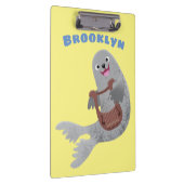 Happy schattige harp seal cartoon illustratie klembord (Rechts)