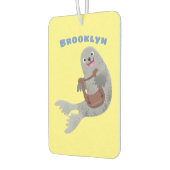 Happy schattige harp seal cartoon illustratie luchtverfrisser (Links)