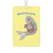 Happy schattige harp seal cartoon illustratie luchtverfrisser (Achterkant)