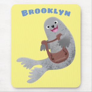 Happy schattige harp seal cartoon illustratie muismat