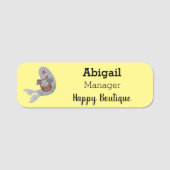 Happy schattige harp seal cartoon illustratie naamplaatje (Voorkant)