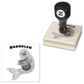 Happy schattige harp seal cartoon illustratie rubberstempel (Gestempeld)