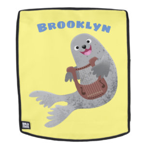 Happy schattige harp seal cartoon illustratie rugtassen