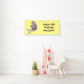 Happy schattige harp seal cartoon illustratie spandoek (Insitu)
