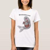 Happy schattige harp seal cartoon illustratie t-shirt (Voorkant)