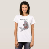 Happy schattige harp seal cartoon illustratie t-shirt (Voorkant volledig)