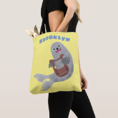 Happy schattige harp seal cartoon illustratie tote bag (Dichtbij)