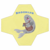 Happy schattige harp seal cartoon illustratie voetbal (Enkel)