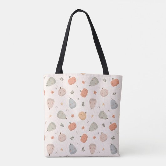 Happy Schattige pompoenpatroon - Canvas tas (Achterkant)