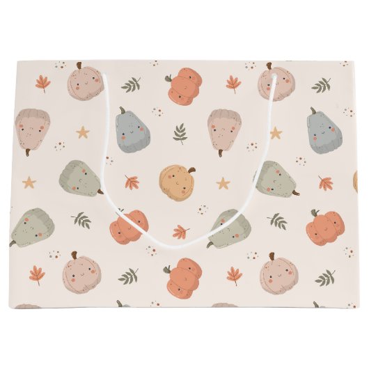 Happy Schattige pompoenpatroon - Grote Cadeauzak Groot Cadeauzakje (Voorkant)