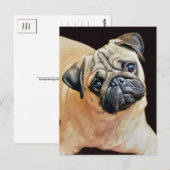 Happy Schattige Pug Briefkaart (Voorkant / Achterkant)
